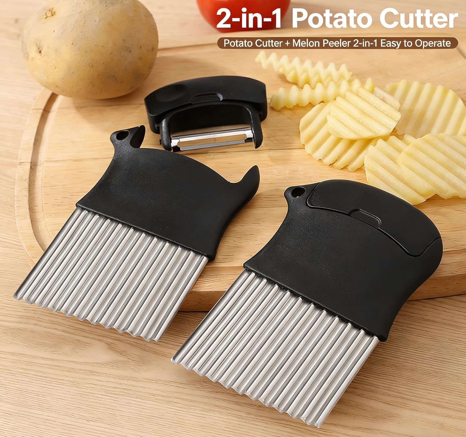 Kitchen Gadgets Built In - Картофелерезка 2-в-1, прочная волнистая резалка из