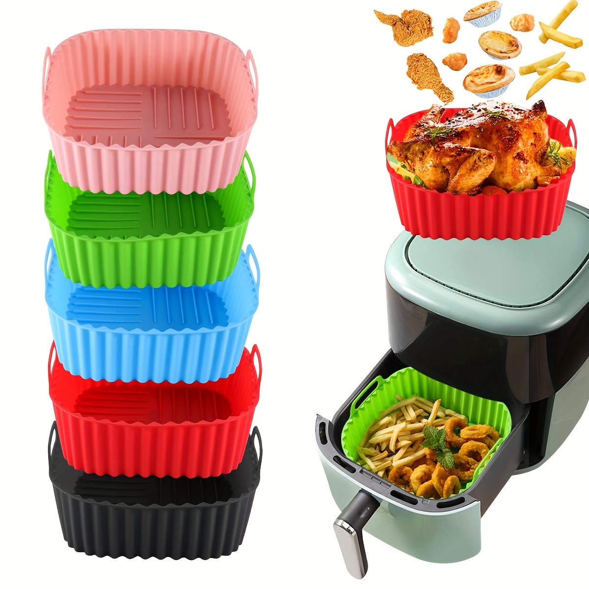 Kitchen Gadgets And Tools - 1-квадратный силиконовый вкладыш для фритюрницы многоразовый